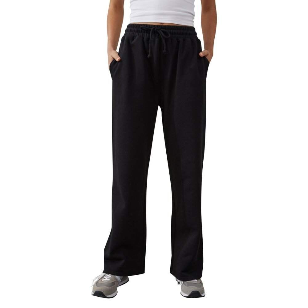 NWT Cotton On Body Women's Plush Wide Leg Track Pants Black Size XS $50 6C066